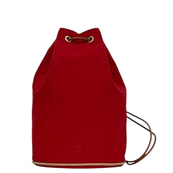 Hermes Draw String Backpack Porochon Mimir PM Red Cotton main image 5